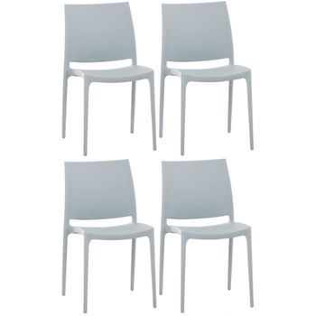 Set De 4 Sillas Apilables Maya Plástico Gris Claro 50x44x81 Cm Clp