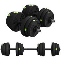 sportnow juego de mancuernas ajustables 25 kg 2 en 1 con barras conexion y mangos antideslizantes para gimnasio en casa negro