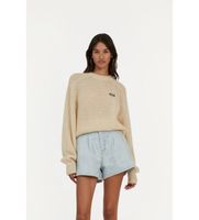 rotate para mujer 1128671876 sueter de punto ligero con logotipo beige 36 casual poliamida manga larga sostenible