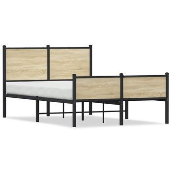 Estructura De Cama Sin Colchón Metal Roble Sonoma 120x190 Cm