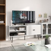 mueble de tv para salon de melamina homcom 145x38x65 cm blanco