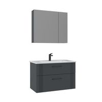 conjunto de mueble con lavabo y espejo 2 piezas  - 85 x 45 x 55 cm - antracita mate