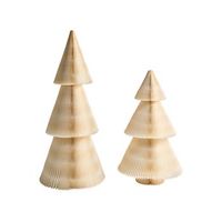 conjunto de 2 figuritas de arboles de navidad de papel con forma de panal origami decoracion navidena beige vefsna