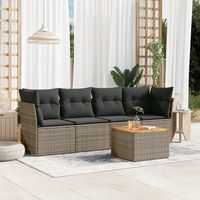 conjunto de sofas jardin con cojines 5 uds  mueble jardin mesa y sillas ratan sintetico gris cfw258985