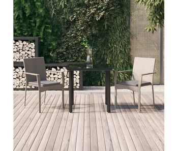 Set comedor jardín 3 pzas y cojines ratán sintético negro gris vidaxl