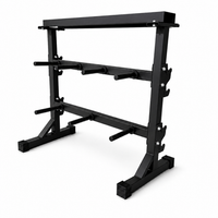 soporte para mancuernas y barras rack para gimnasio en casa