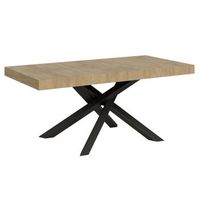 mesa extensible de 6 a 12 personas roble claro y antracita patas entrelazadas l 160 a 264 cm artemis