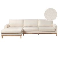 sofa esquinero elegante patas de madera tapizado de boucle blanco derecho siggard