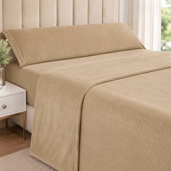 Juego Sábanas Invierno Coralina Canalé Jacquard 220 Gr Geo 180 Cm Rufino Diaz, Visón