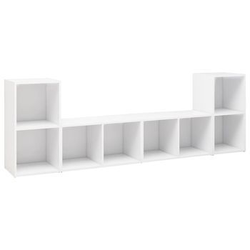 Muebles De Salón 4 Pzas | Mueble Tv Madera Ingeniería Blanco 72x35x36,5 Cm Cfw21699