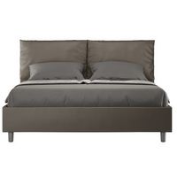 cama para adultos moderna con cojines acolchados de piel sintetica anja-color marron-ropa de cama 160x200 cm