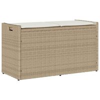 banco de almacenaje con cojin beige 100 cm ratan sintetico vidaxl