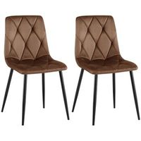 juego de 2 sillas de comedor clairton terciopelo marron 55x45x85 cm clp