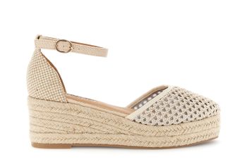 sandalias de tela con cuña cream