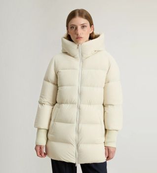 Woolrich para mujer. CFWWOU2090FRUT3107 Abrigo Plumífero Cloud con acabado mate beige (M), Casual, Poliamida
