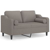 sofa de 2 plazas  sofa de salon  sofa de descanso con cojines tela gris taupe 120 cm