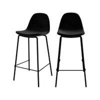 set de 2 sillas para isla de cocina en terciopelo negro 65 cm