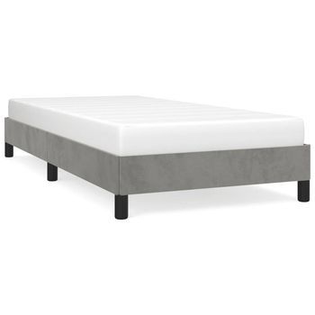 Cama Individual | Cama Para Adultos | Estructura De Cama De Terciopelo Gris Claro 90x200 Cm