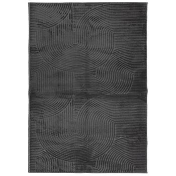 Alfombra Pelo Corto Look Escandinavo Iza Antracita 140x200 Cm Vidaxl