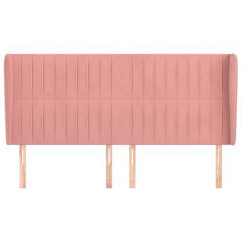 Cabecero Cama Mueble De Dormitorio Con Orejas De Terciopelo 203 X 23 X 118/128 Cm Rosa M02_0004113