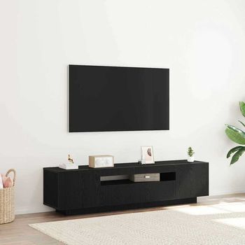 Vidaxl Mueble De Tv 160 X 35 X 40 Cm Negro Madera De Ingeniería