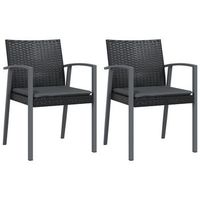 pack 2 uds sillas jardin  silla de exterior  sillon cojines ratan sintetico negro 565x57x83 cm