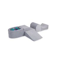 meowbaby parque infantil de espuma con piscina de bolas terciopelo gris claro  violetatransparenteturquesa 100 bolas