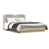 cama matrimonial  cama para adultos  cama con cabecero madera de ingenieria roble sonoma 140x190 cm