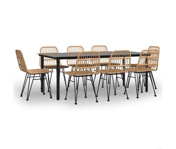 Juego de comedor de jardín 9 piezas ratán sintético