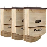 pawhut lote de 3 nichos para murcielagos de madera refugio para murcielagos con plataforma ranurada 23 x 95 x 365 cm madera natural   aosom espana