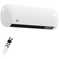 homcom calefactor electrico de pared 2000w con 3 modos pantalla led termostato temporizador y oscilacion blanco   aosom espana
