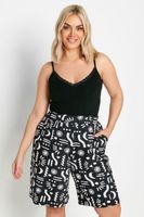 yours bermudas elasticas estampadas en blanco y negro mujer curvy y tallas grandes yours