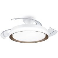 philips luz led y ventilador de techo retractil blancodorado con aspas transparentes