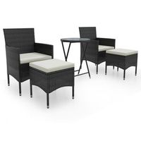 mesa sillas jardin 5 pzas ratan sintetico vidrio templado negro vidaxl