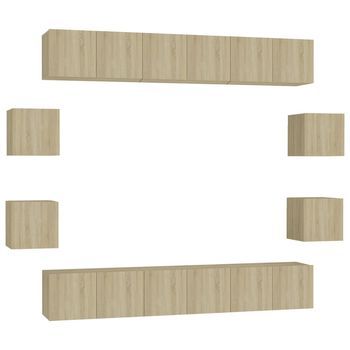 Set De Muebles Salón Tv | Mueble De Salón | Gabinete De Tv 10 Pzas Madera Ingeniería Roble Sonoma