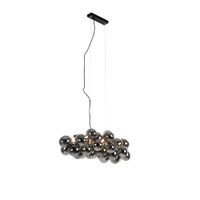 lampara colgante art deco alargada negra cristal ahumado 8-luces