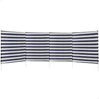 aktive - paravientos playa 320x100 cm blanco y azul a rayas tejido poliester varillas aluminio 125 cm revestimiento plateado funda de transporte con asa cortavientos plegable