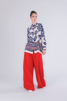 camisa estampada de gran tamaño multiblu flower