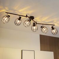 foco de techo nettlife de 6 luces de cristal negro vintage e14 para pasillo industrial giratorio 350