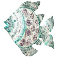 pez portavela de metal envejecido gris azul 120x9x100h cm