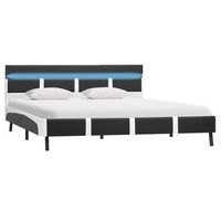 cama matrimonial  cama doble  estructura de cama con led de cuero sintetico gris 120x200 cm cfw82305