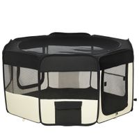 pawhut parque para perros mascotas parque de juego plegable de 8 paneles portatil con bolsa de transporte 120x58cm negro   aosom espana