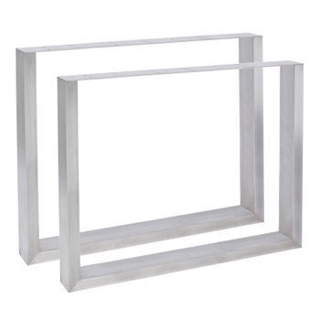 Set De 2 Soportes Velden Cuadrados Para Mesas Metal Acero Inoxidable 90x8x72 Cm Clp