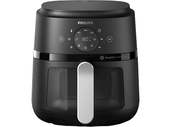 Freidora de aire – Philips Airfryer NA221/00, Con ventana, 4.2 L, 1500W, Tecnología Exclusiva RApidAir, Negro, Plata