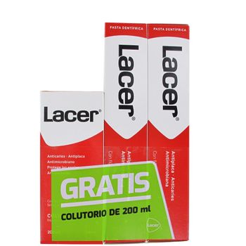 Lacer pasta 125ml + 125ml + Colutorio 200ml