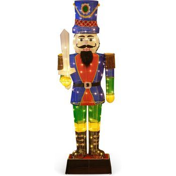 Cascanueces Navidad Grandes 184cm Costway Soldado Cascanueces Iluminado Con Espada