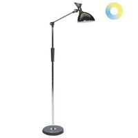 lampara de pie led plateado negro 169 cm sintetico regulable andromeda