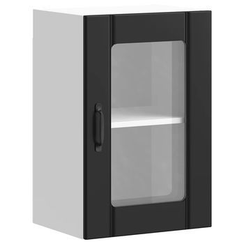 Armario Pared Cocina Puerta De Cristal Lucca Negro Vidaxl