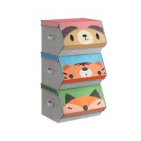 juego de 3 cajas almacenaje tela infantil oso tigre zorro
