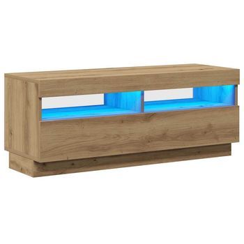 Mueble Tv | Mueble De Salón | Gabinete De Tv Luces Led Madera Ingeniería Roble Artisan 100x35x40cm